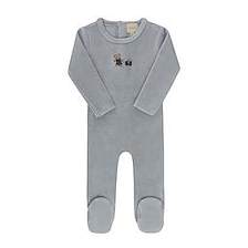 Aurora  Embroidered Bear Blue Footie