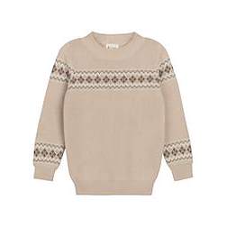Looms Fair Isle Collection Boys Taupe Sweater