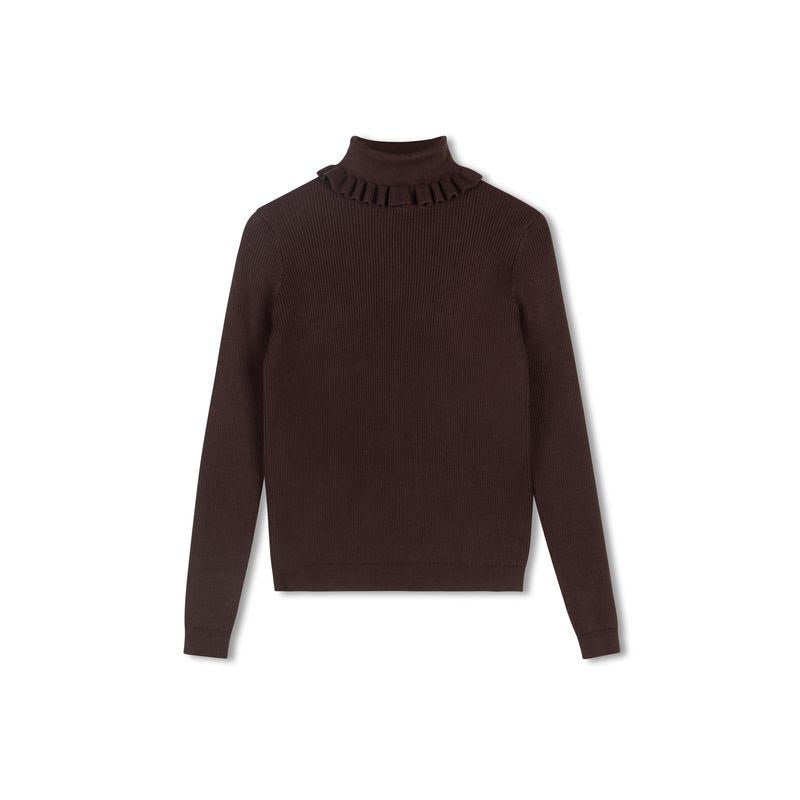 Poet Brown Rosa Rib Turtleneck