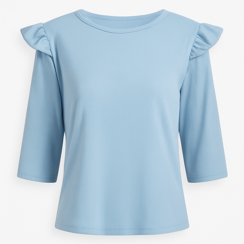 Gold Threads Light Blue Ribbed Tshirt