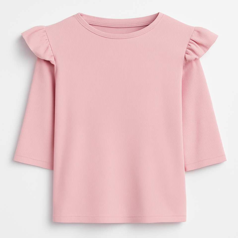 Gold Threads Pink Ribbed Tshirt