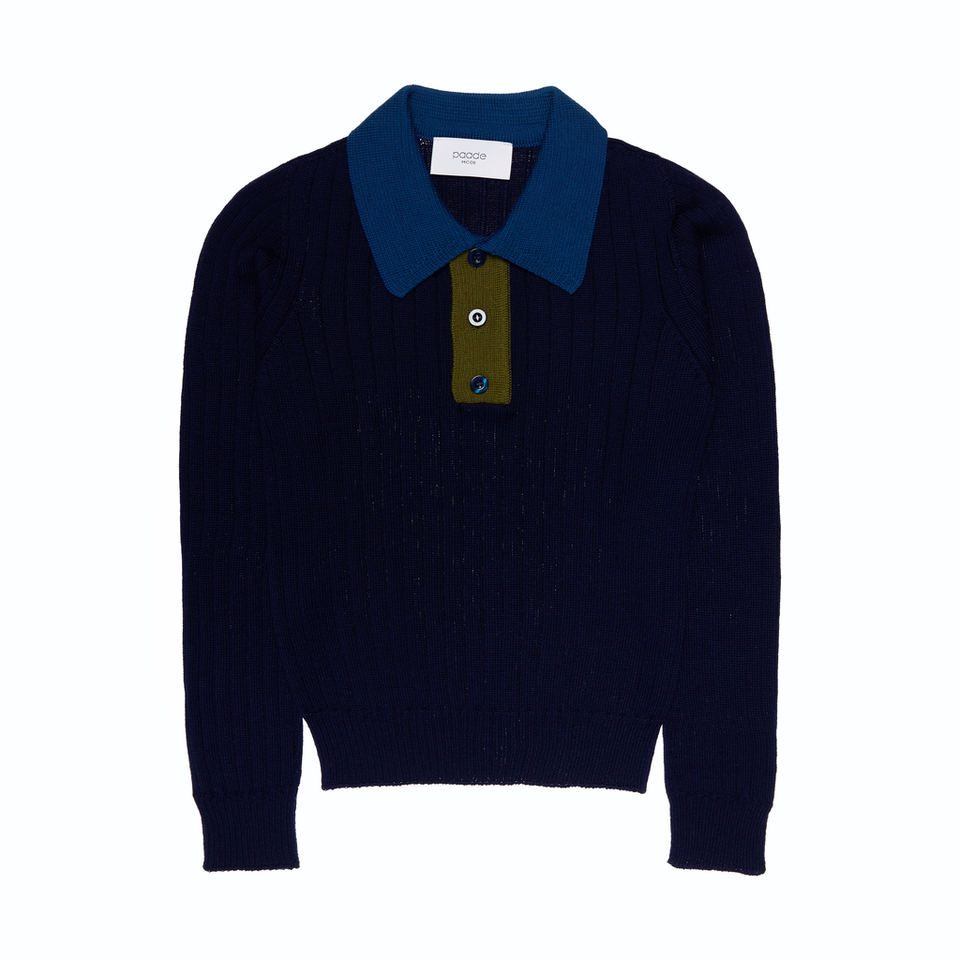 Paade Mode Dark Blue Seamless Polo Shirt size up