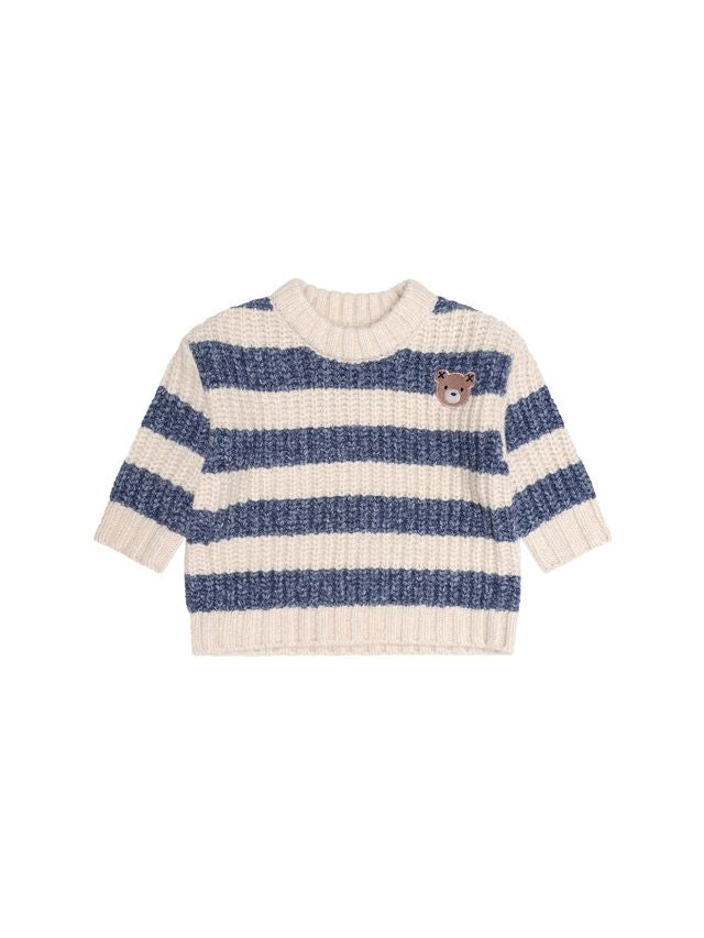 Hux Ink Stripe Ecru Sponge Pullover