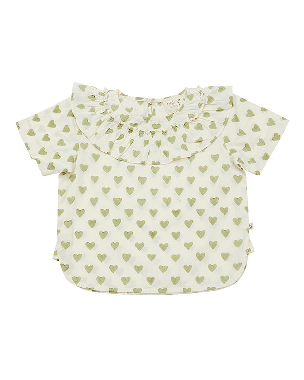 Holi and Love Green Hearts Top