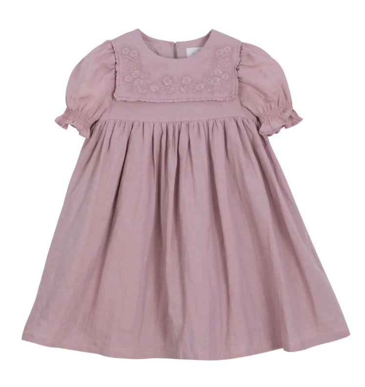 Cera Una Volta Dusty Pink Embroidered Bib Dress